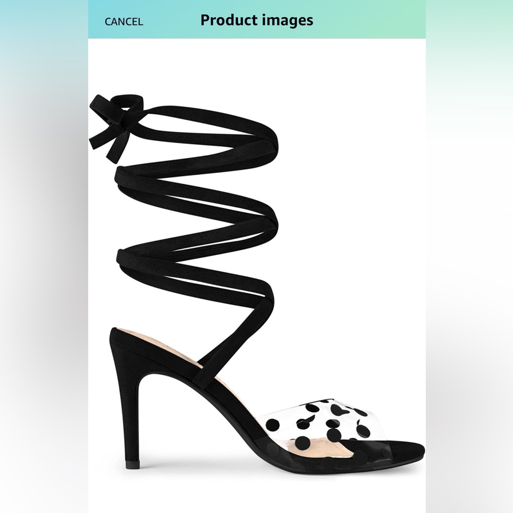 Allegra K Women's Polka Dots Clear Lace Up Stiletto Heels Sandals. 
SIZE 8